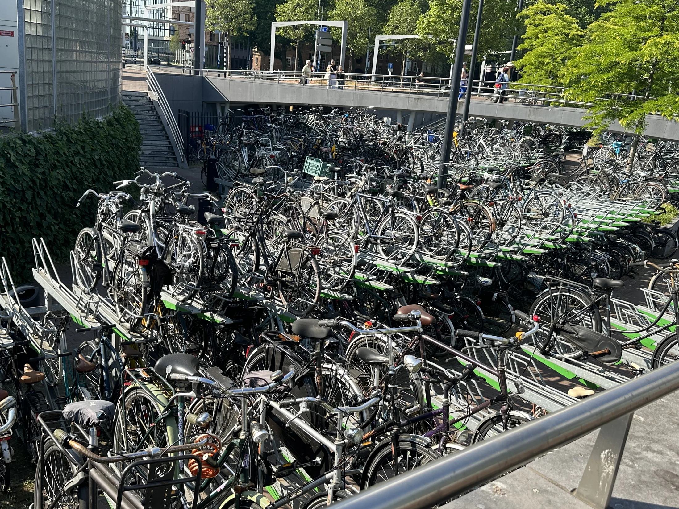 Rijen geparkeerde fietsen in Nederland
